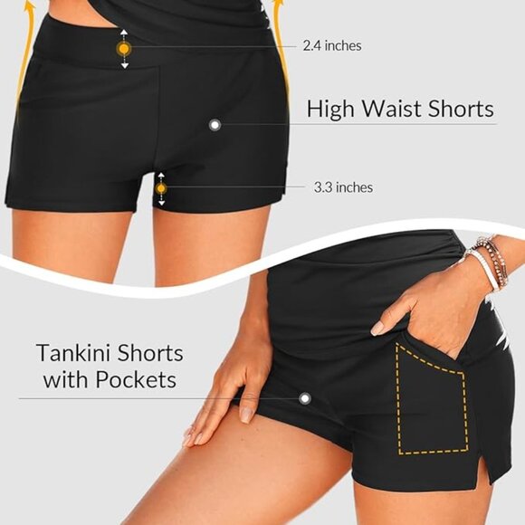 Tankini Two Piece with Shorts - Womens Tummy Control Small - Picture 2 of 5